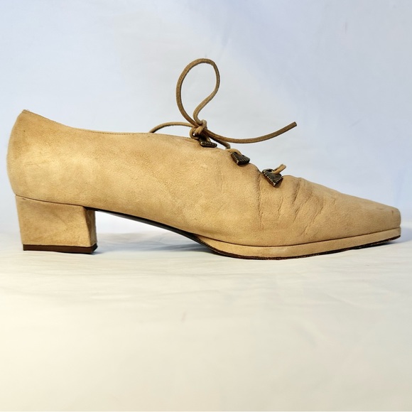 Prevata tan suede lace up platform pointed toe shoes size 9 Made in Italy - Picture 3 of 12